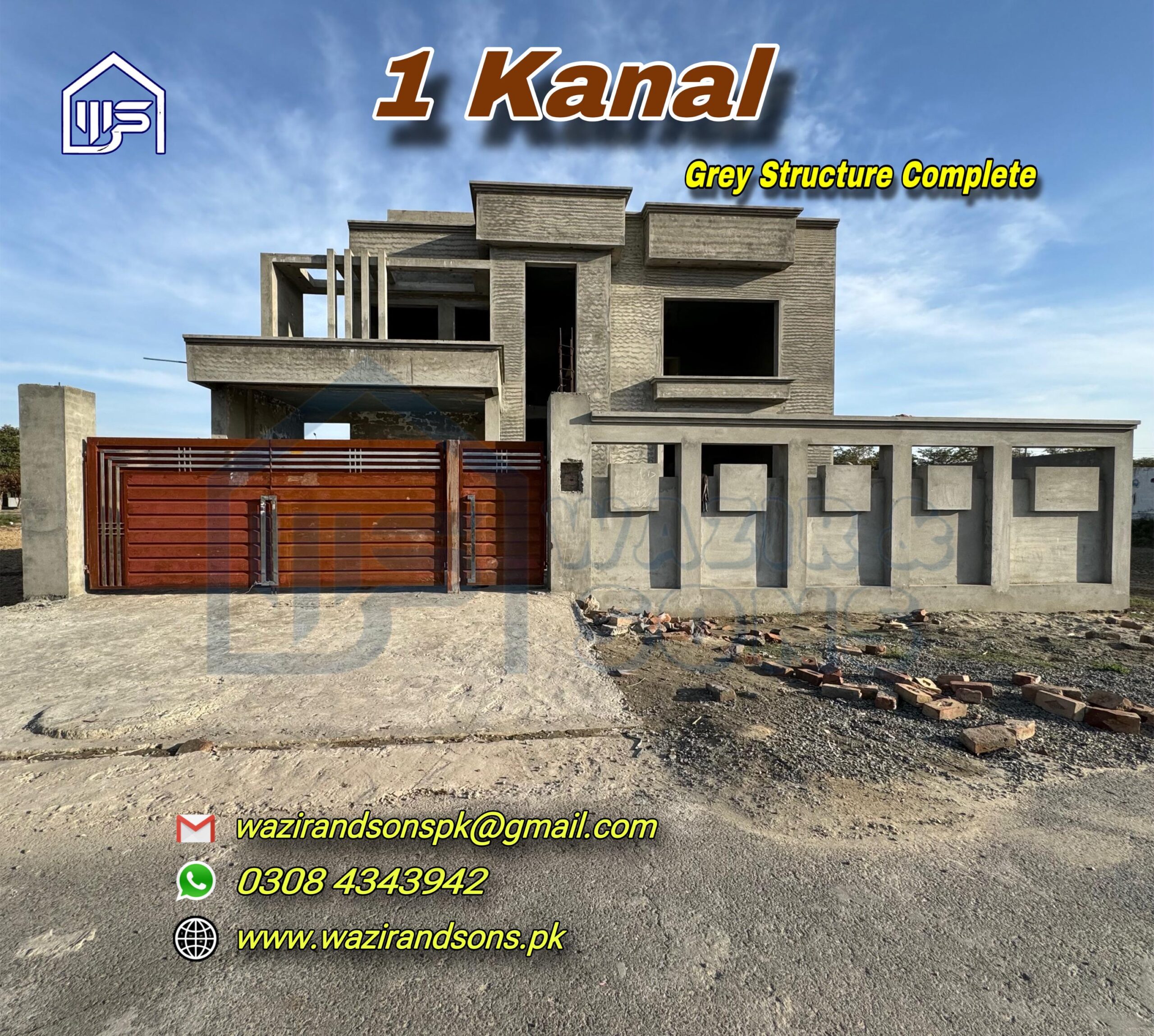 1 Kanal Grey Structure House Complete